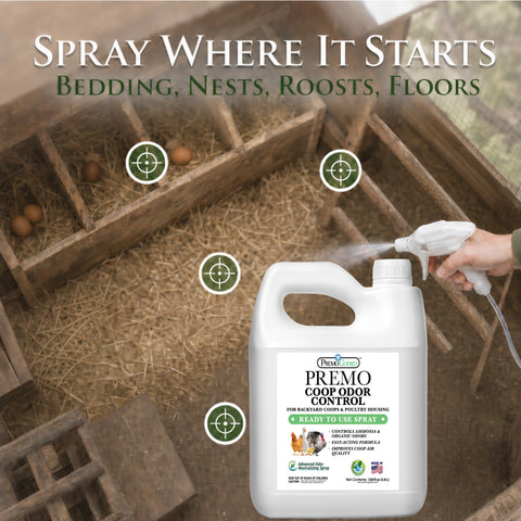 Chicken Coop Odor Control Spray 128 oz | Neutralizes Ammonia Smell | Premo Guard