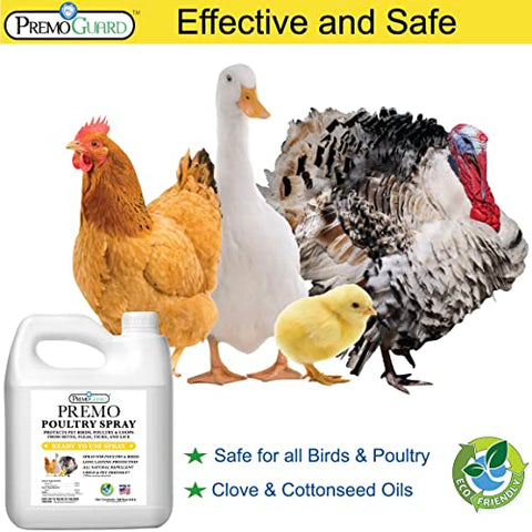 Poultry Spray 128 oz - All Natural Non Toxic - Plant Based All Natural Non-Toxic - By Premo Guard