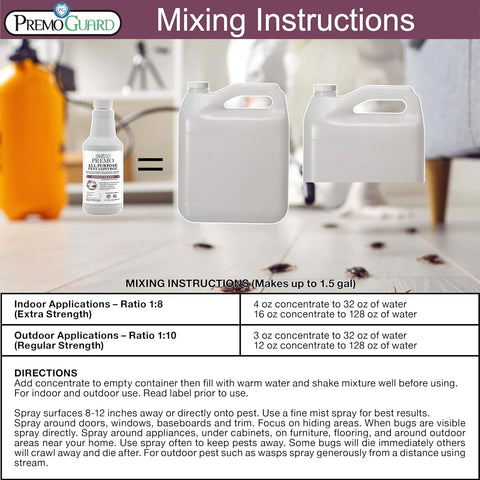 All Purpose Pest Control Concentrate - 16 oz - Makes Up to 2.5 Gallons - Plant Based Non-Toxic - By Premo Guard