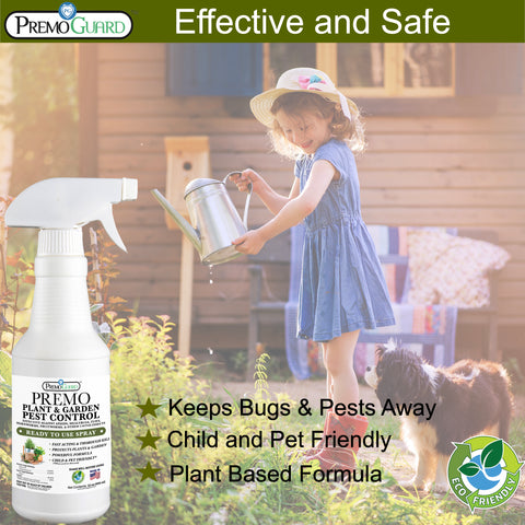 Plant and Garden Pest Control Spray - 32 oz - Plant Based All All Natural Non-Toxic - By Premo Guard