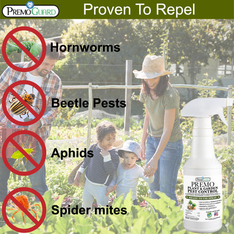 Plant and Garden Pest Control Spray - 32 oz - Plant Based All All Natural Non-Toxic - By Premo Guard