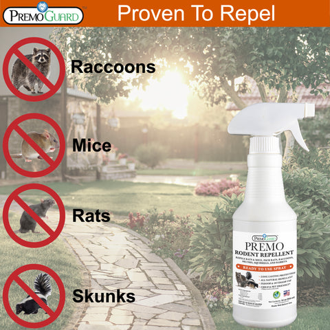 Rodent Repellent Spray - 32 oz - Plant Based All Natural Non-Toxic - By Premo Guard