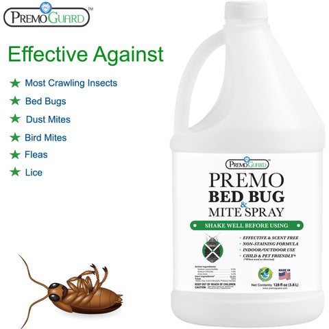 Premo Bed Bug, Mite Killer & Lice Killer Spray - 128 ounce - Natural Non Toxic - Safe - Eco-Friendly-listing-image-effective-against-bed-bugs-bird-mites-dust-mites-cockroaches-silverfish-ants